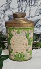 ANCIENNE BOITE FLACON EN FER TALC POWDER COLGATES PARFUM 1900 ART NOUVEAU