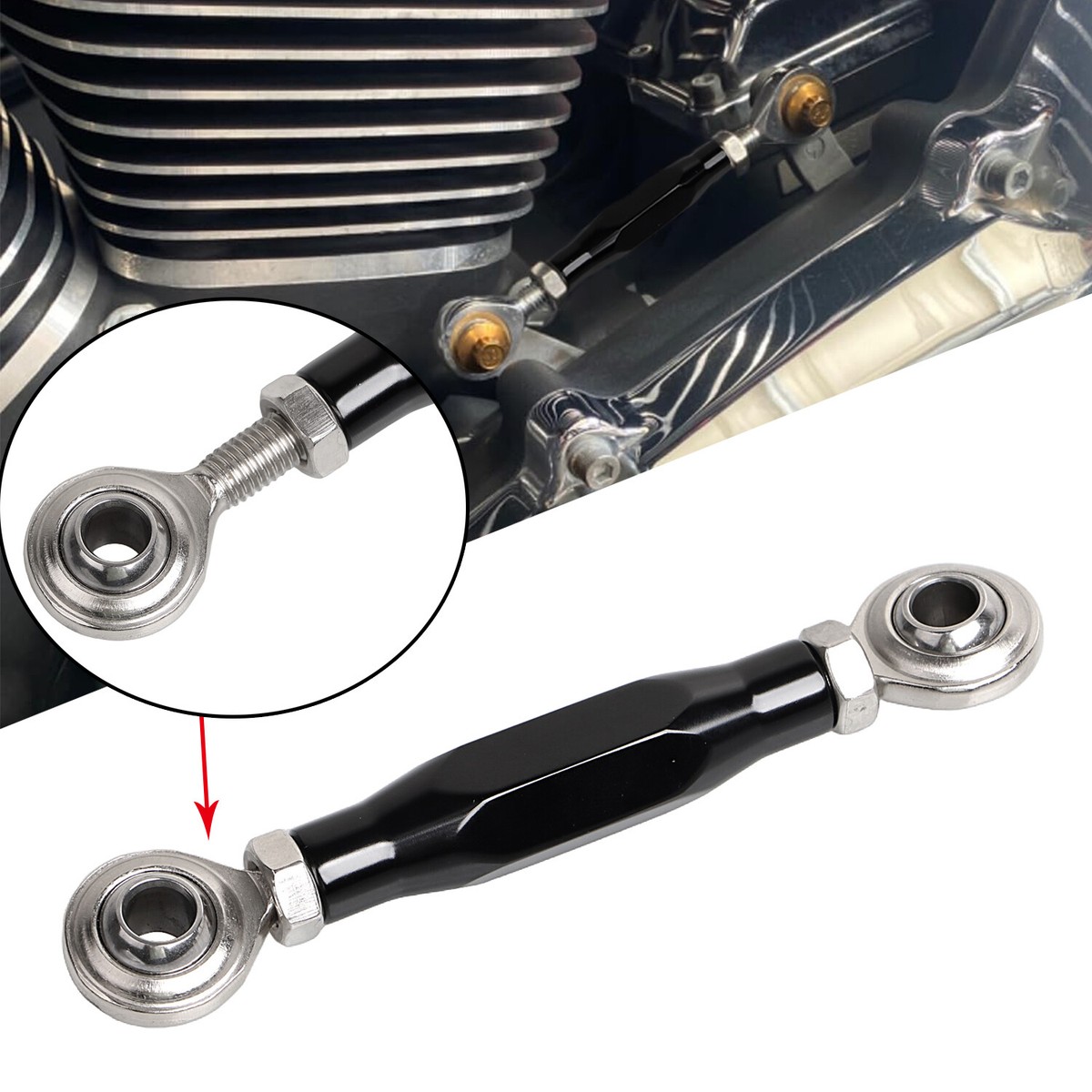 Black Mid-Control Shift Linkage Rod For Harley Dyna Super Glide