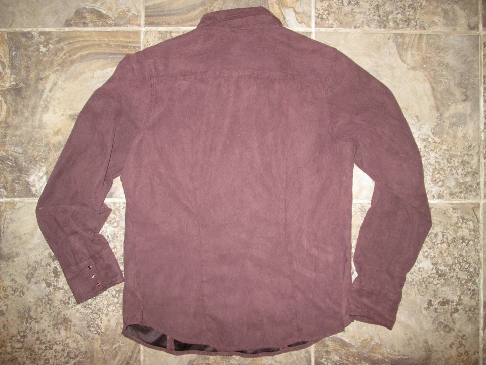 Camisa feminina Columbia XCO pequena pérola encaixe marrom camurça sintética couro ocidental - Imagem 4 de 4