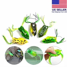 5 PCS Large Frog Topwater Soft Fishing Frogs Lure Bait Bass 1/2 oz 2-3/8" Hooks