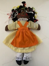 Gambina Doll New Orleans Stuffed Cloth Rag Doll Dress Braid African American 18”