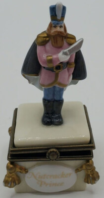 Nutcracker Prince Porcelain Hinged Trinket Box w/Sword  PHB Midwest  *NO BOX