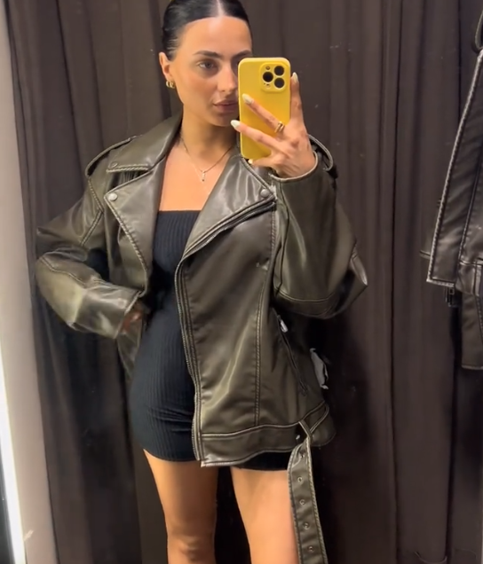 ZARA NEW WOMAN FAUX LEATHER OVERSIZE JACKET BIKER CHARCOAL ZARA NEW WOMAN FAUX LEATHER OVERSIZE JACKET BIKER CHARCOAL