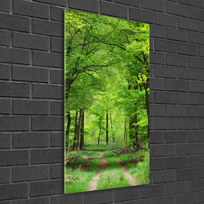 Wand-Bild Kunstdruck aus Acryl-Glas Hochformat 50x100 Grüner Wald