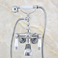 Bathroom Chrome Brass Wall Mounted Bathtub Clawfoot Tub Faucet Adjustable 3 3/8"