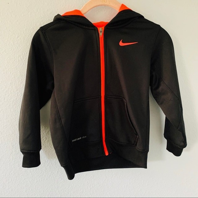 Boys Nike Therma Fit Black with Red Hooded Zippered Fleece Lined Jacket Size 6 | eBay
