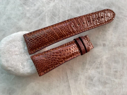 22mm/18mm Genuine Real Brown Ostrich Leather Padded Watch Strap Band