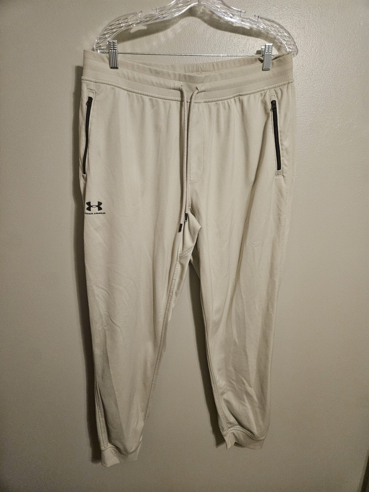 Under Amour Pants Mens Beige Sportsyle Jogger Elastic Waist Gym XL