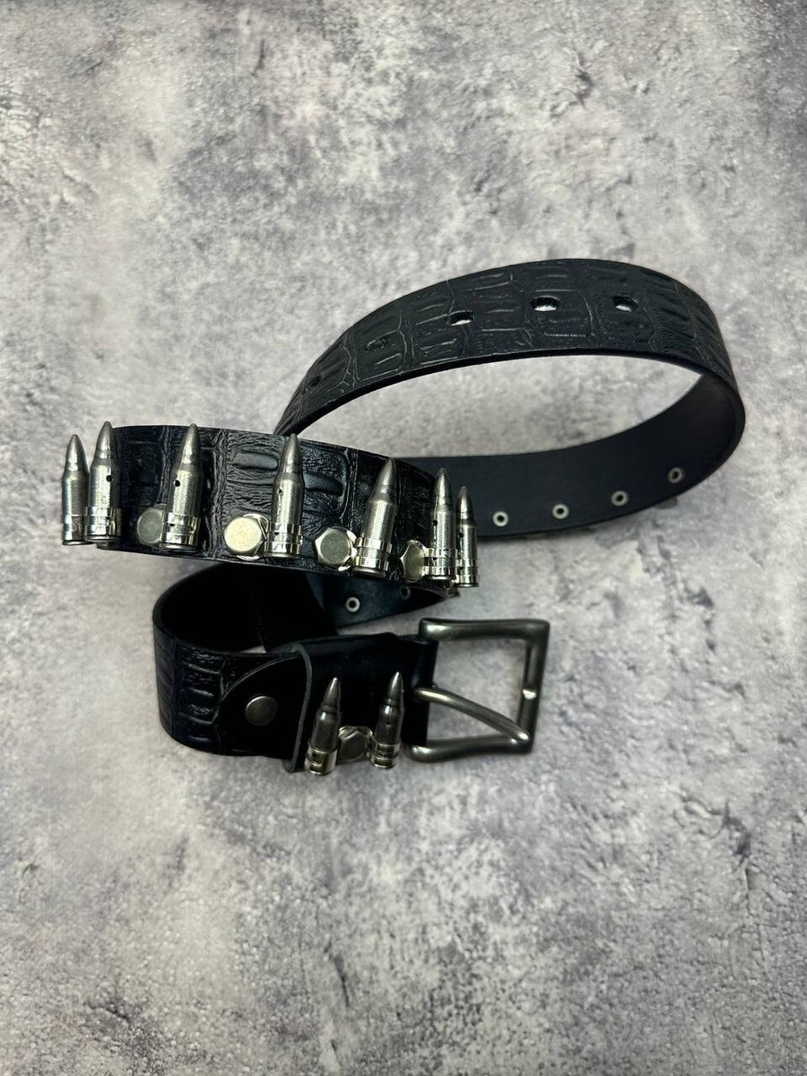 Vintage leather belt with bullets casings alpha chrome Vintage leather belt with bullets casings alpha chrome