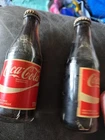 TWO Vintage Coke  Coca-Cola Clear Glass 6 oz 170 mL Bottle Paper Label & Cap