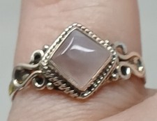 Rose Quartz Sterling Silver 925 Ring Size 8 With Ornate Design RB-8