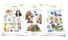Lot of 3 Suzy's Zoo Sealed Packs of Stickers Cats, Fish, Camping Turtle