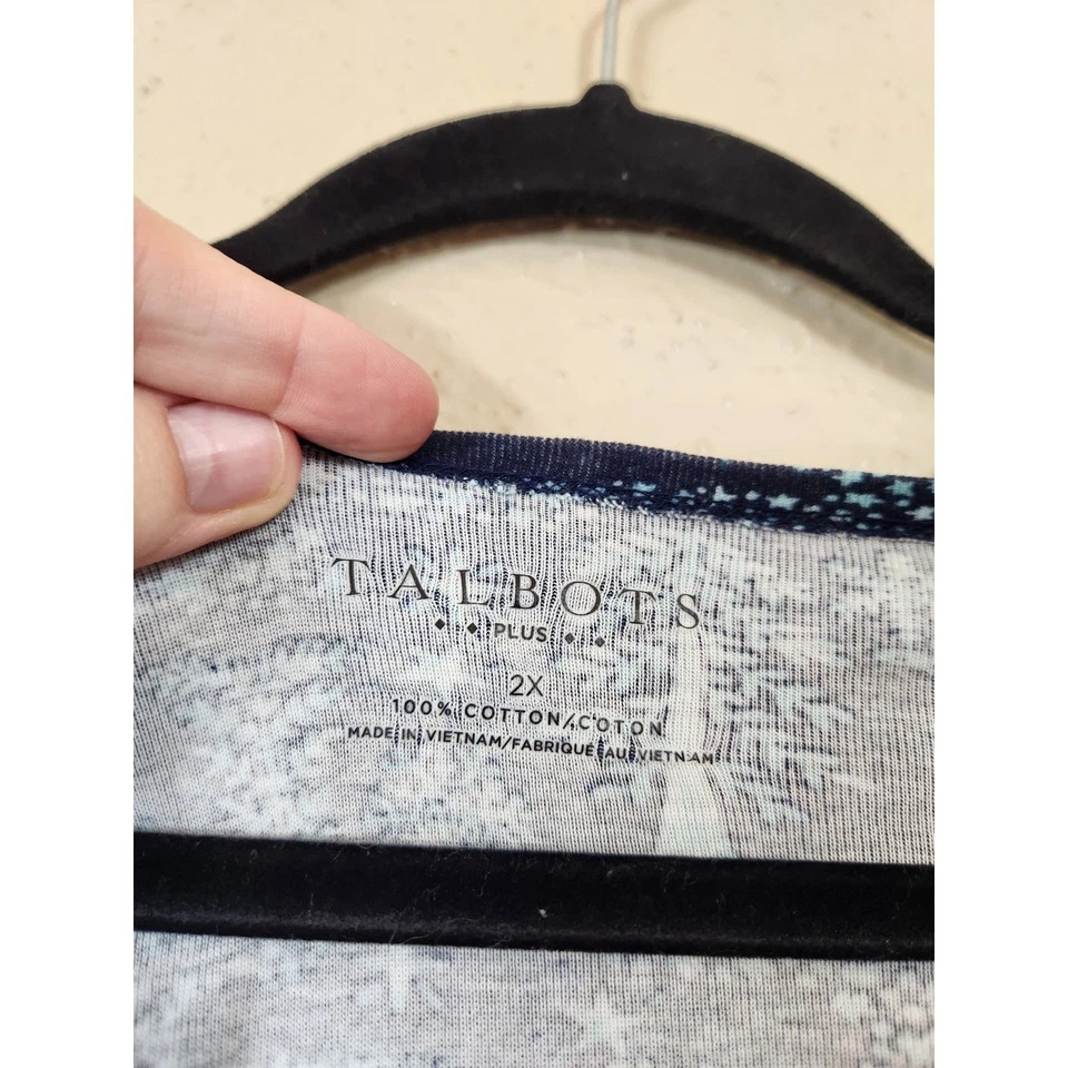 Talbots Plus Size Christmas Tree Print 3/4 Sleeve Sleepwear Nightgown 2X - Image 3 of 4