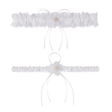Plus Size Wedding Garters For Bride Elastic Band, Blue Lace Belt Bridal Set