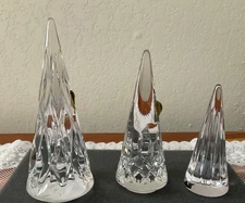 Waterford Crystal Standing Christmas Trees Set of 3 Figurines New in box