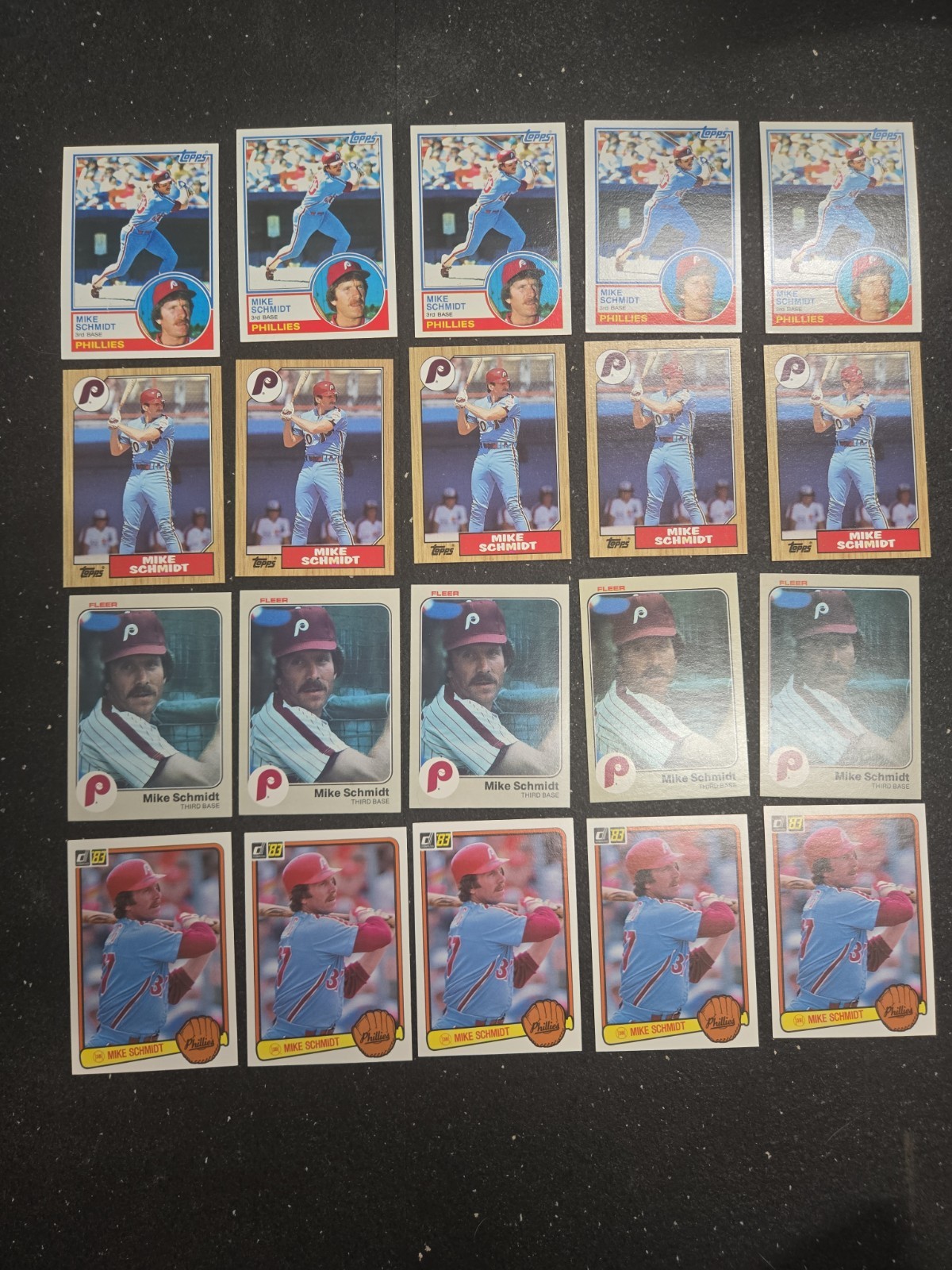 Mike Schmidt Lot - 83 Topps, 83 Fleer, 83 Donruss, 87 Topps - 20 Cards Mint