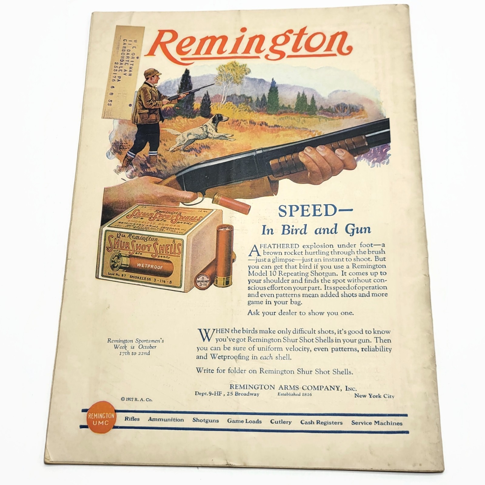 Vintage September 1927 Hunting and Fishing Magazine Ad Book • Black Bear