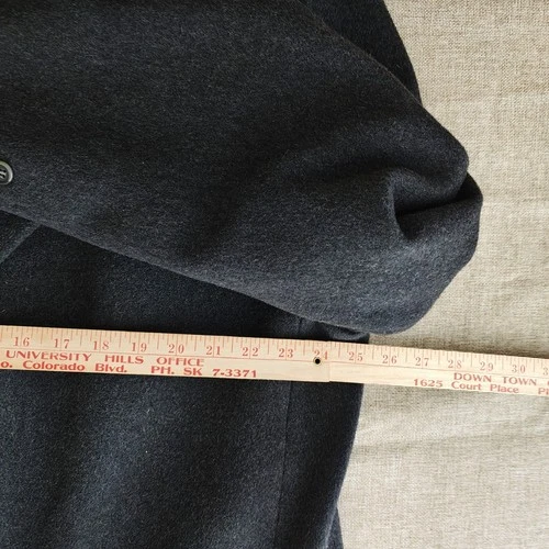 Vintage 90s Stafford Mens 100% Wool Overcoat Size 50L Charcoal Single-Breasted image 6