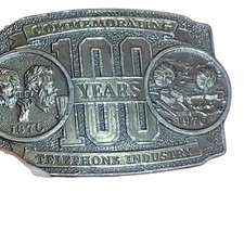 Vintage Belt Buckle Commemorating 100 Years 1876-1976 Telephone Industry Phone