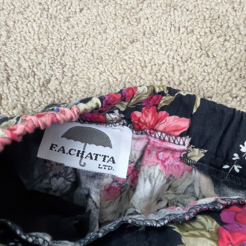 F A Chatta Ltd Rock Damen 8 schwarz pink dunkel Blumen Vintage Made in USA Midi - Bild 3 von 9