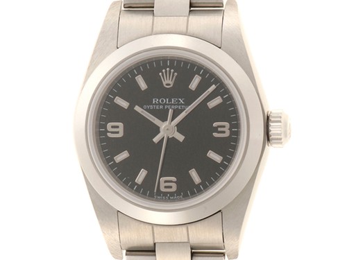 ROLEX 76080 Oyster Perpetual 24Watches Black 369 Stainless Ste...