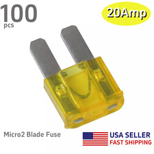 100PCS Yellow 20 AMP APT ATR Micro2 Blade Fuses Automotive M2 20A