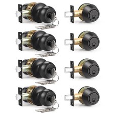 4 Pack Entry Door Knob Lockset and Single Cylinder Deadbolt Combination Set i...