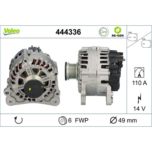 Lichtmaschine Generator 14 V 110 A Ø 49 Mm Valeo FüR U.A. Seat Ibiza-image