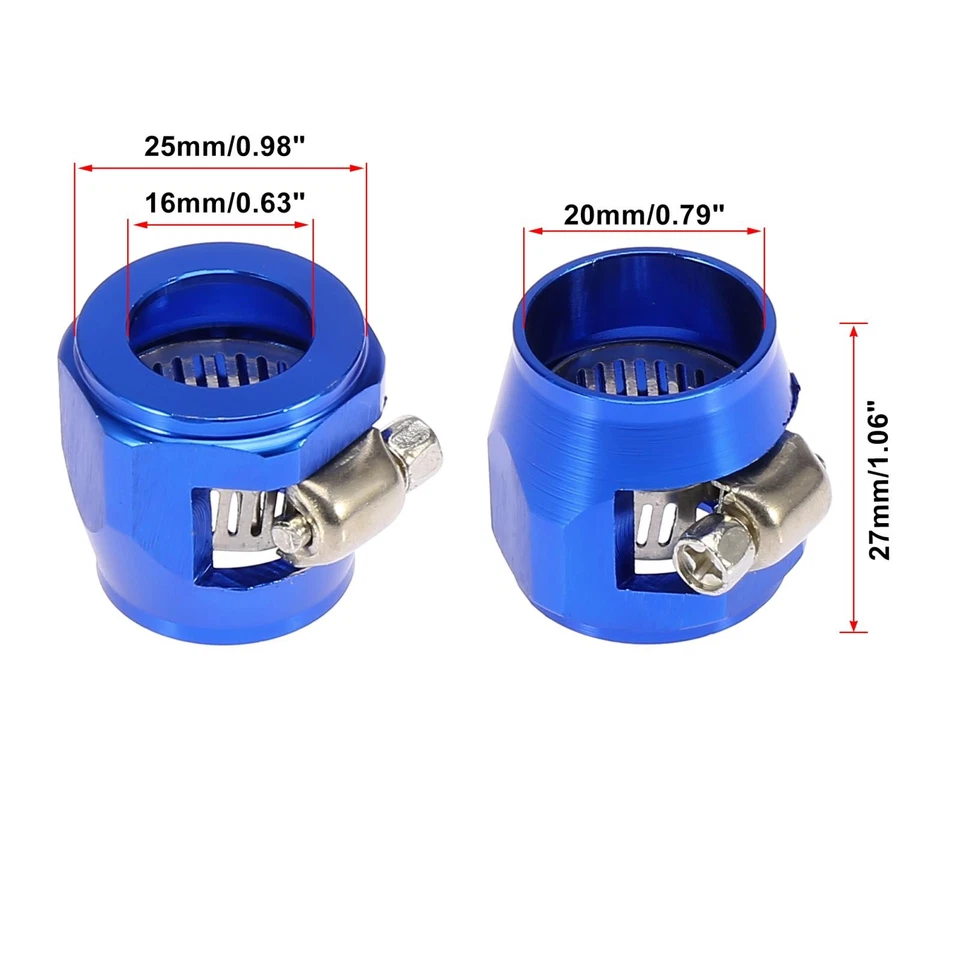 4Uds AN10 Hex Azul Coche Manguera Acabador Abrazadera Adaptador Montaje - Imagen 3 de 4