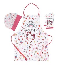 Apron And Hat Set 3 PCS Adjustable Kitchen Oven Mitt Tool Baking Kid