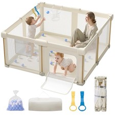 Foldable Baby Playpen, 59 x 59 Collapsible Play Pen for Babies 6-12 Months