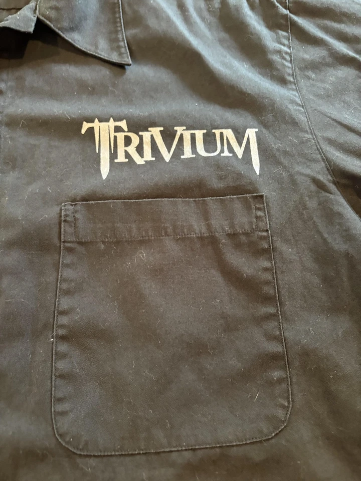 Y2k Trivium Shirt Mens Large Black Bravado 2006 Band Button Work Shirt Metal - Image 2 of 4