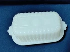 Vintage 1950's Anchor Hocking White Milk Glass 1/4 Stick Butter Dish with Lid