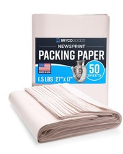 Bryco Goods Newsprint Packing Paper Sheets 27" x 17" (50 Sheets), gray-white