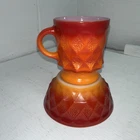 Vintage Fire King Kimberly Diamond Mug & Bowl Anchor Hocking – Red/orange Ombre