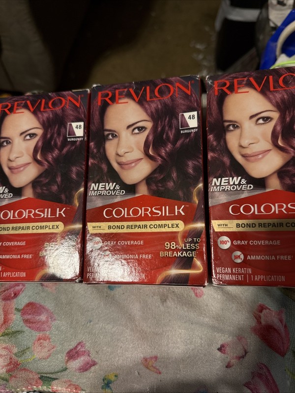 Revlon Colorsilk Permanent Hair Color 3D Dye 48, Burgundy (3 PACK)