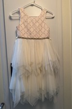 American Princess Girls White Pink Formal Dress Size 8 Flower Girl Communion