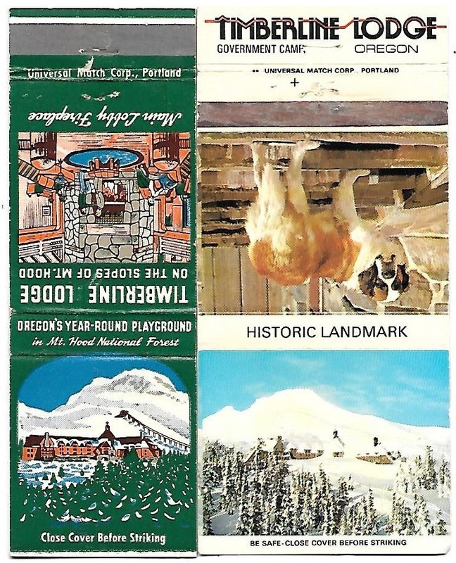 Timberline Lodge on Mt. Hood in Oregon 2 Different Matchcovers