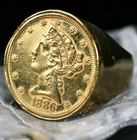 1886 $5 Liberty in 18Kt GOLD Coin Ring 49 GRAMS SOLID 1.57 ozt SIZE 9.5 Heavy!