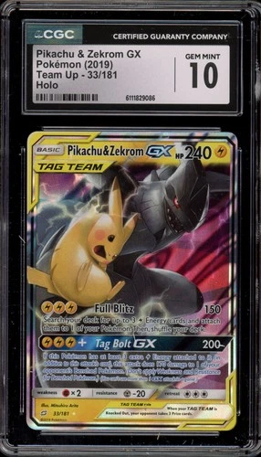 Pokemon Pikachu & Zekrom GX Team Up Holo Ultra Rare #33 CGC 10 Gem Mint