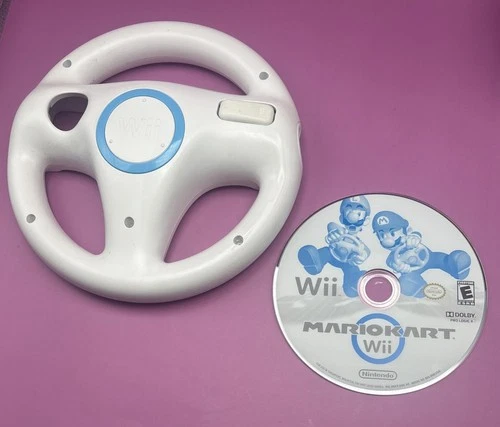 Mario Kart Wii Nintendo Wii Video Game Clean DISC ONLY With (1) OEM Wii Wheel
