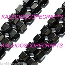 MAGNETIC HEMATITE STONE BRACELET CRAFT BEADS 18 FACET CYLINDER 6MM HEXAGON MH68