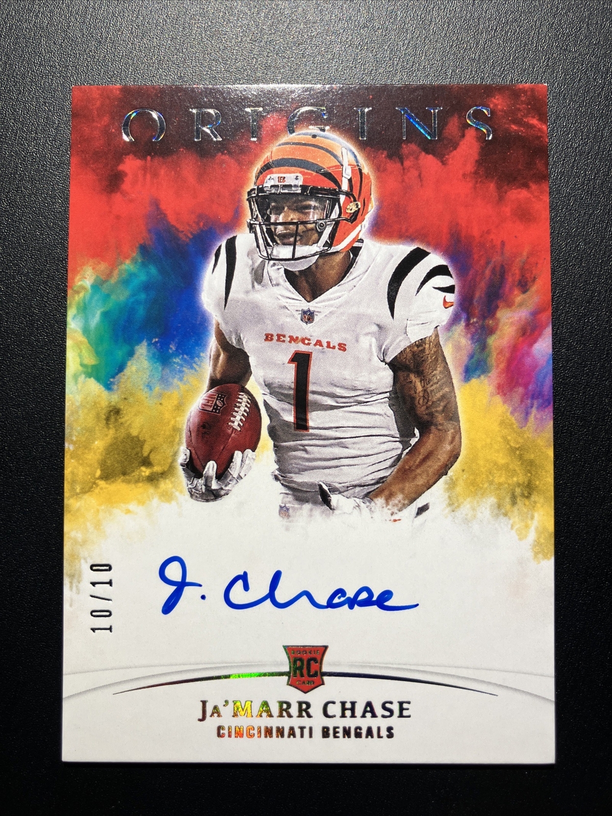 2021 Origins Ja'Marr Chase rookie gold autograph /10 10/10 auto