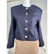 JH Collectibles Union Made in USA Jacket size 6 Navy 85% Rayon, 15% Linen