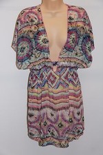 New Miken Swim Swimsuit Bikini Cover Up Dress Tunic Size M Multi