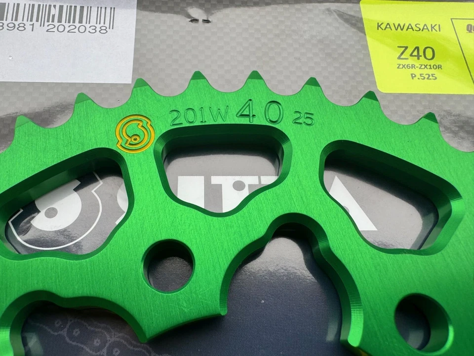 Sitta Alu Kettenrad 40 Z für Kawasaki ZX-10R, ZX-6R, Z1000, grün, #525, 1489-40 - Bild 3 von 4