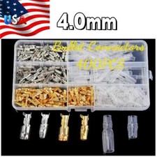 4.0mm Brass Bullet Connectors Male Female Crimp Terminals Automotive Kit 400PCS