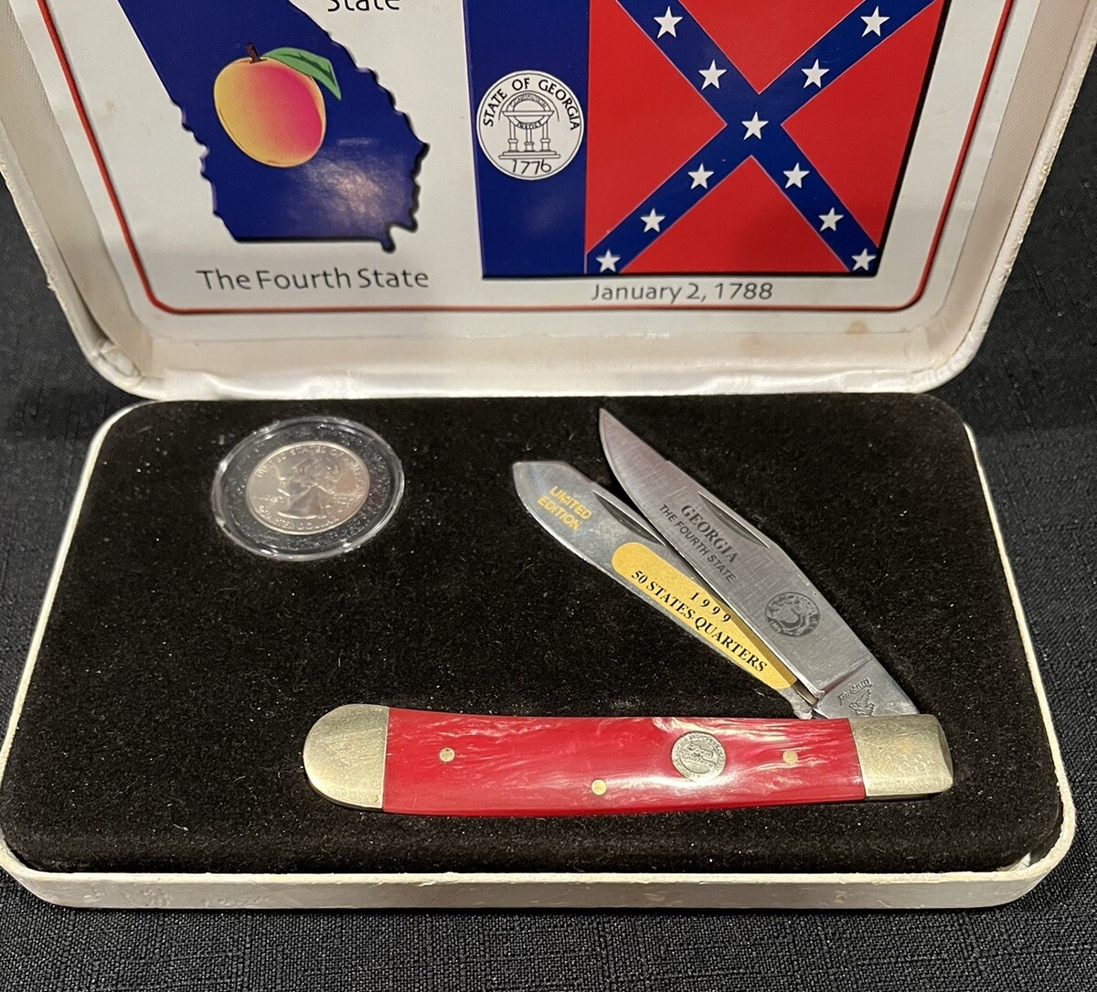 Limited Edition statehood pocket knife with quarter coin & case