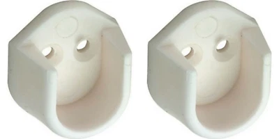 GAS N POW3R 2 x White Rail End Supports Brackets for Oval Wardrobe Rails Poles (2 = 1 Pair)