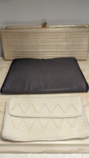 Set Of 3 Vintage Pearl Beaded Clutch Evening Bag Black Gold Purse